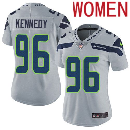 Women Seattle Seahawks #96 Cortez Kennedy Nike Gray Vapor Limited NFL Jersey->women nfl jersey->Women Jersey